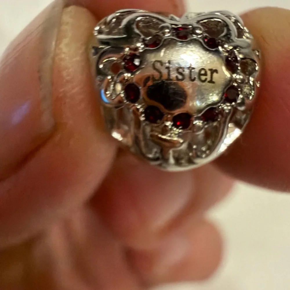 Pandora Silver Ring with Red Heart Accents - Picture 5 of 5